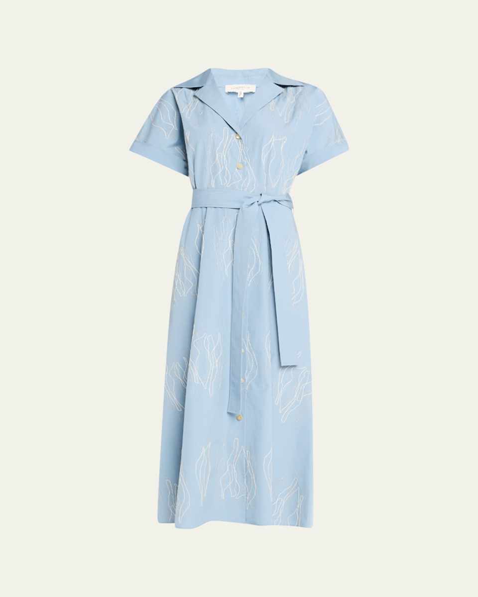 Embroidered Cotton Poplin Midi Shirtdress